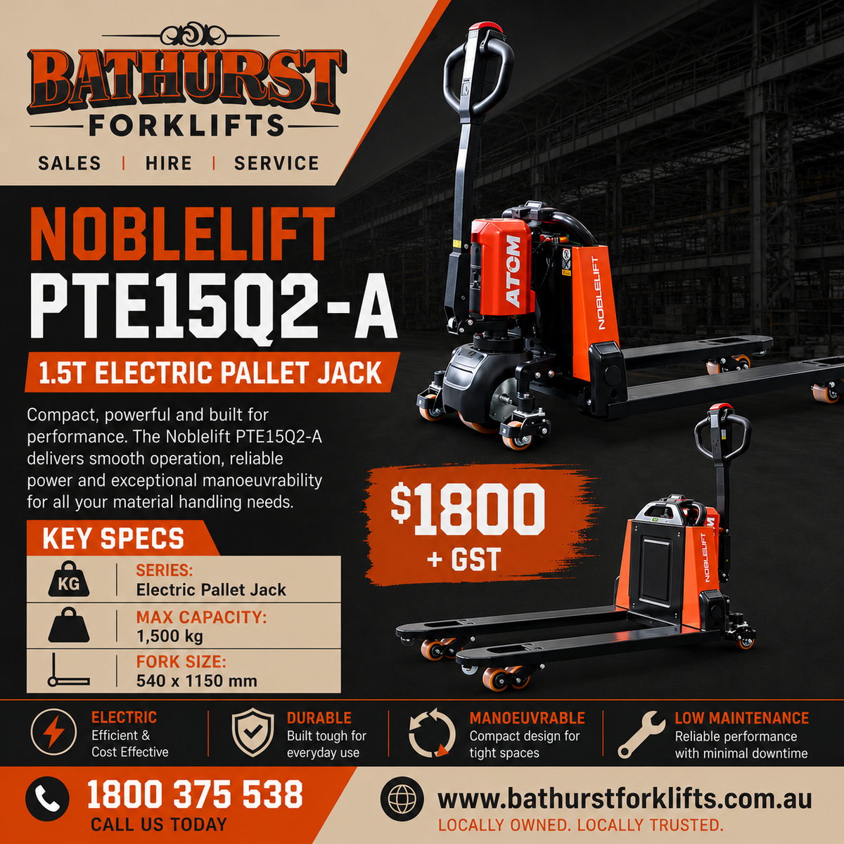 NobelLift 1.5T Lithium Electric Pallet Jack – Brand New